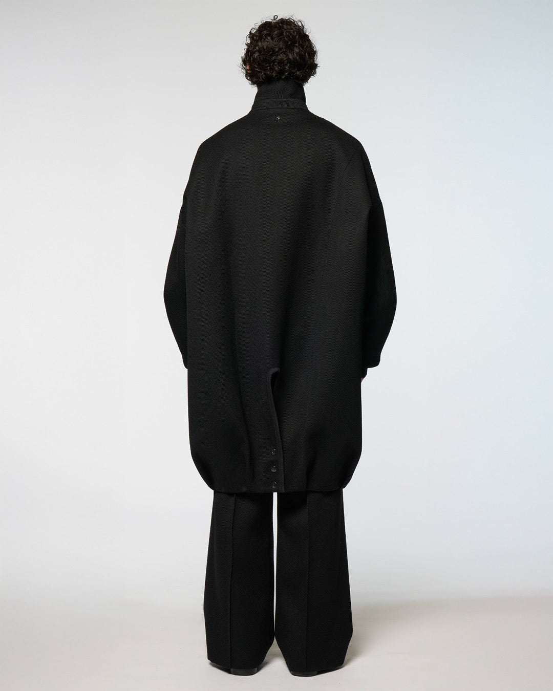 Black Balooned Cocoon Coat
