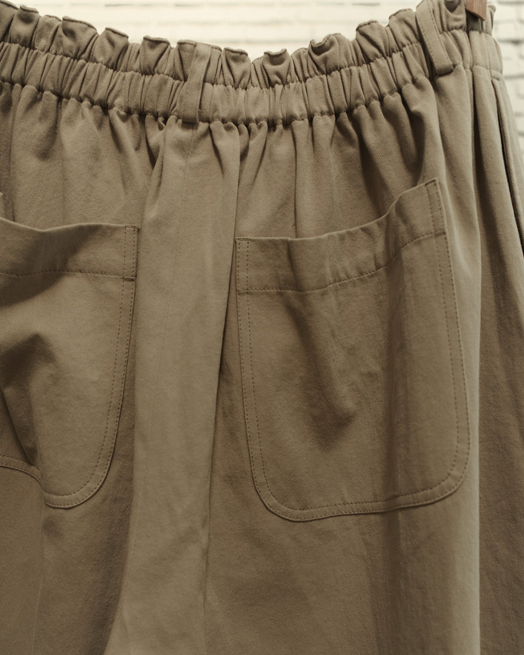 Khaki Cotton Hemp Twill Cocoon Pant