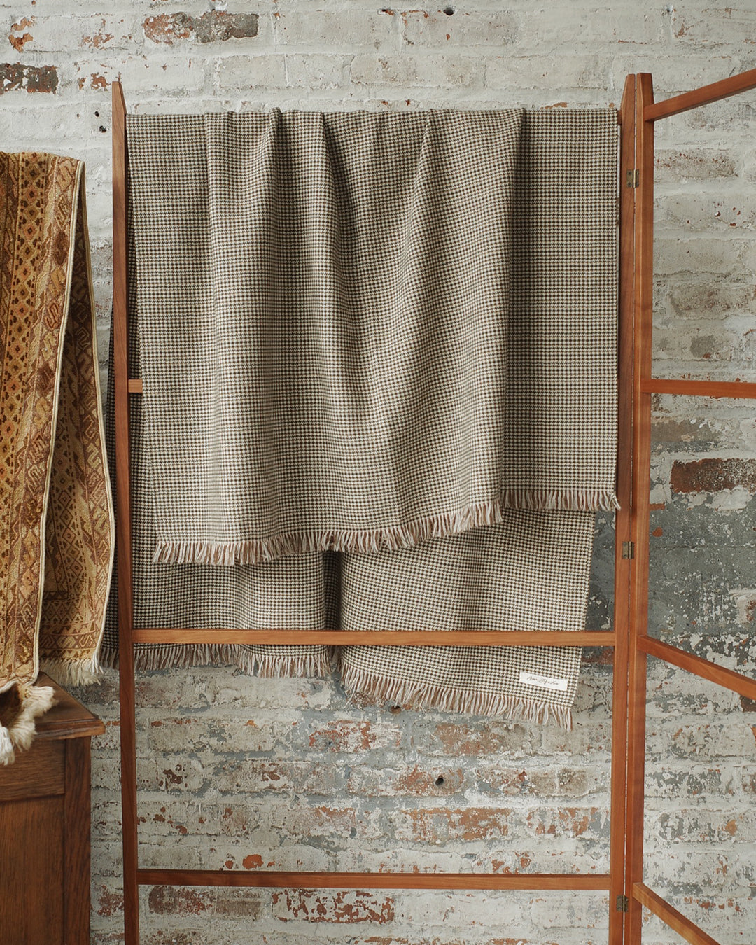 Natural/Carob Wool Pinwheel Fringe Blanket Scarf