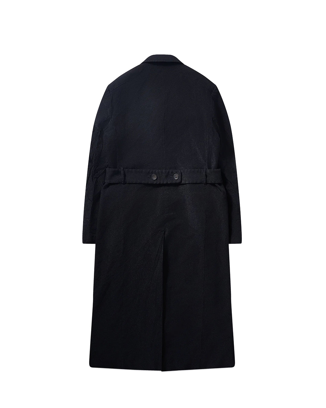 Black Polyester Serge Garment Dyed Oversized Coat