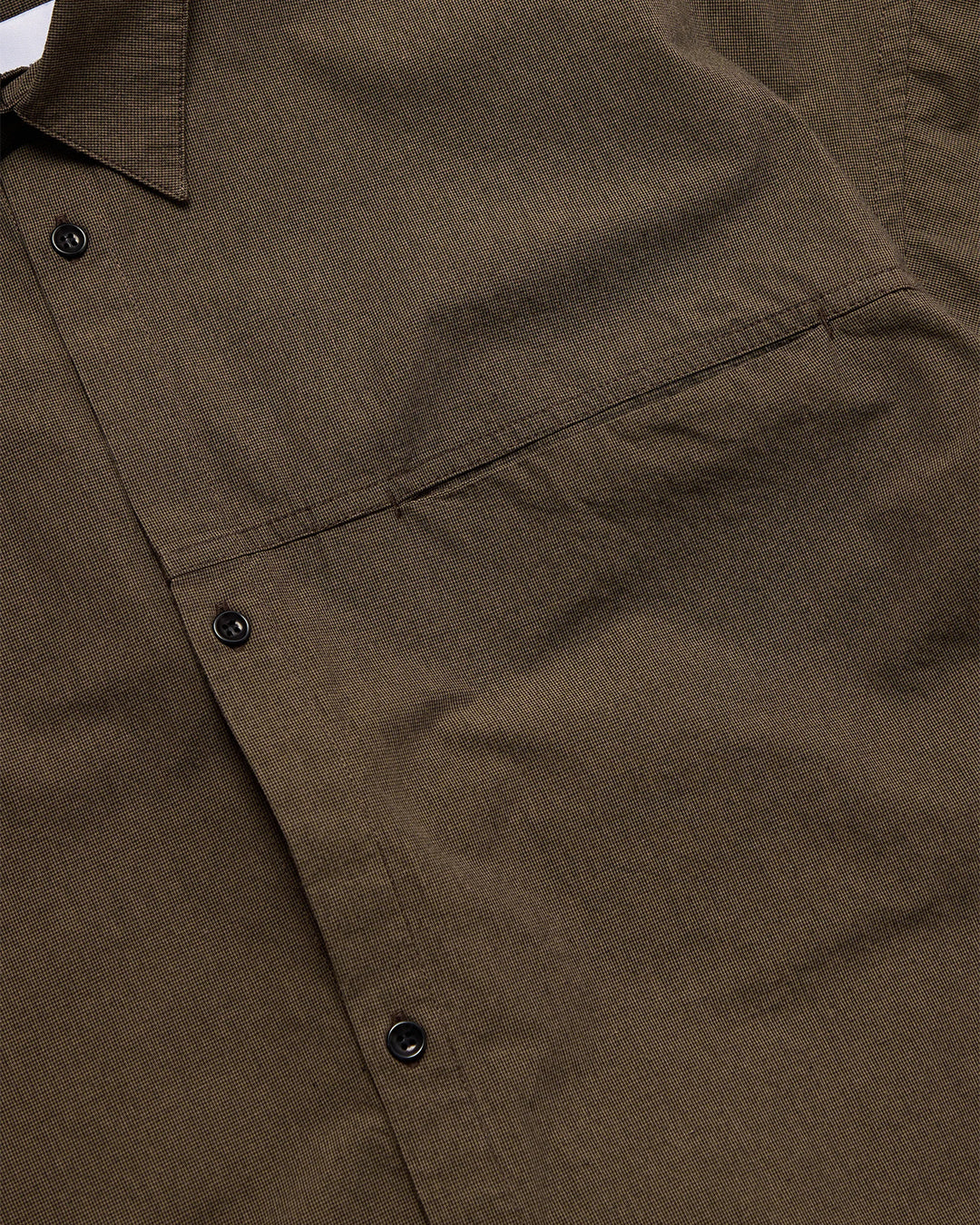 Brown Houndstooth Cotton Pocket Parka Shirt