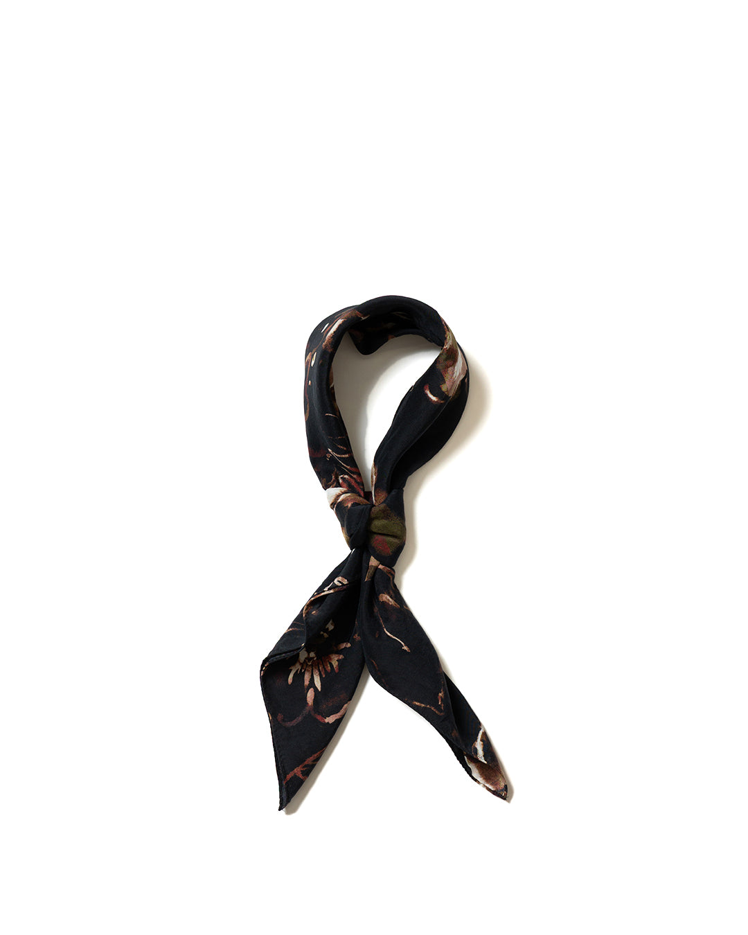 Brown Silk Cupro Flower Print Scarf