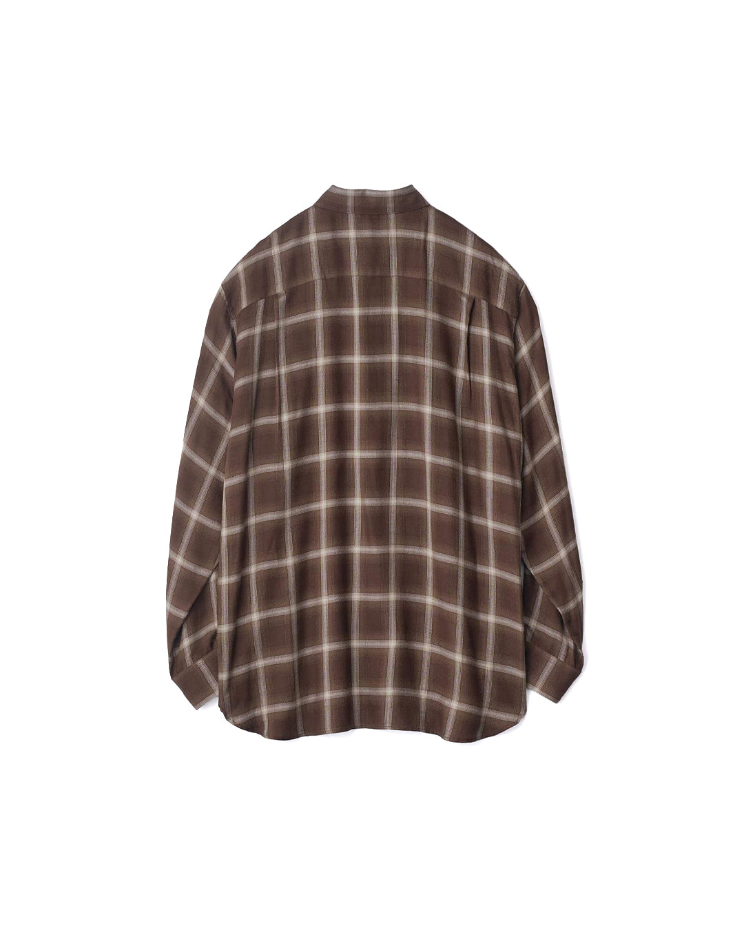 Brown Ombre Lyocel Check Oversized Long Sleeve Shirt