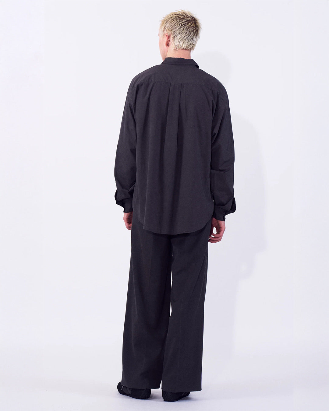 Charcoal Suvin Gold Cotton Poplin Loose Fit Shirt