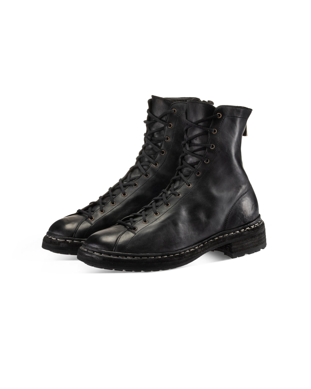 Black Horse Leather 5212BZV Laced Up back Zip Boots