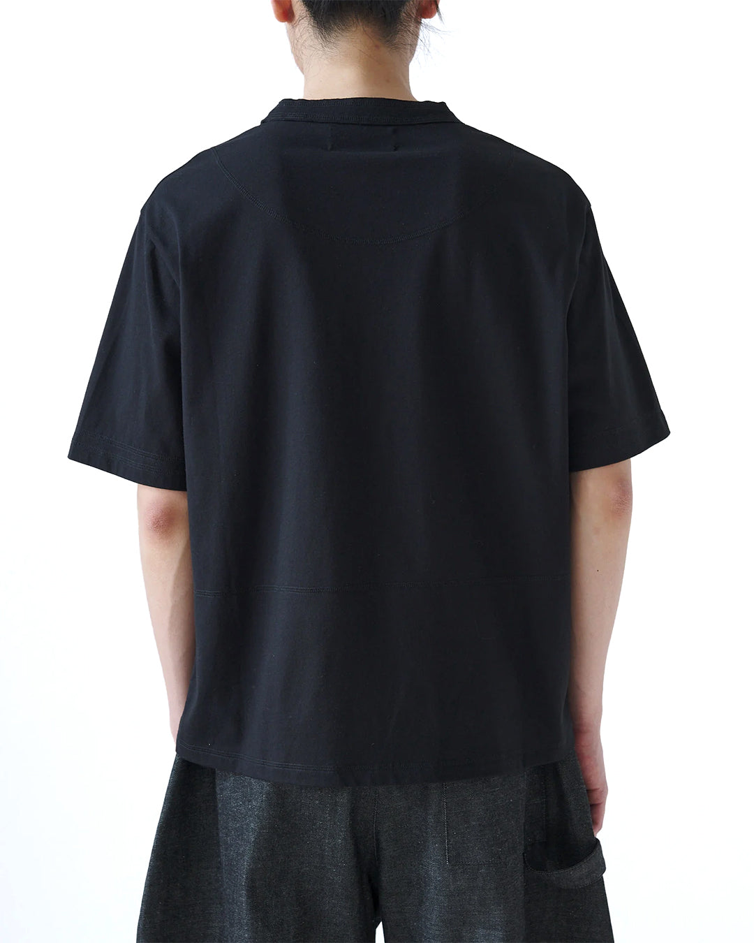 Black Cotton Cross Stitch Short Sleeve T-Shirt