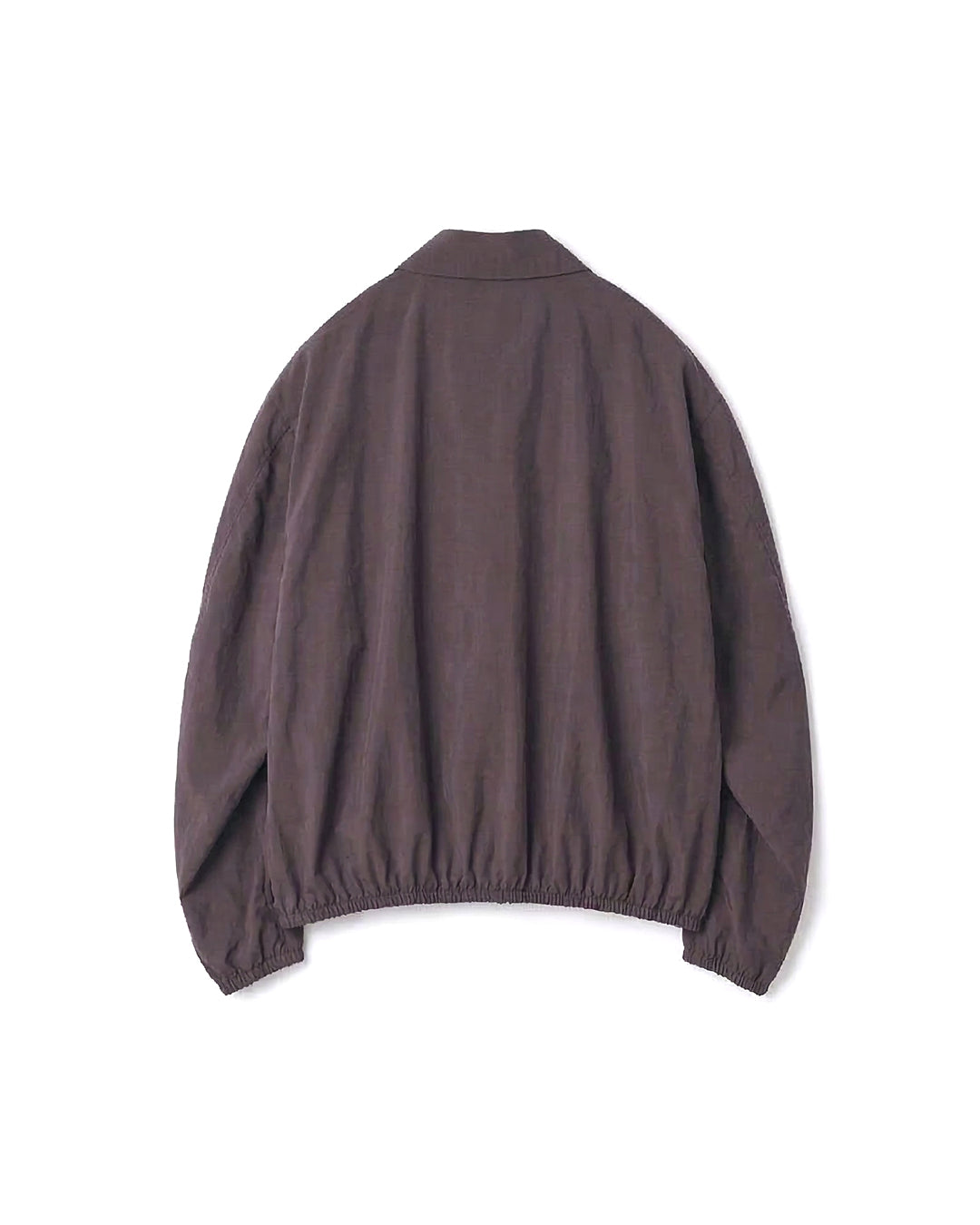 Charcoal Brown Silk Nylon Collared Zip Jacket