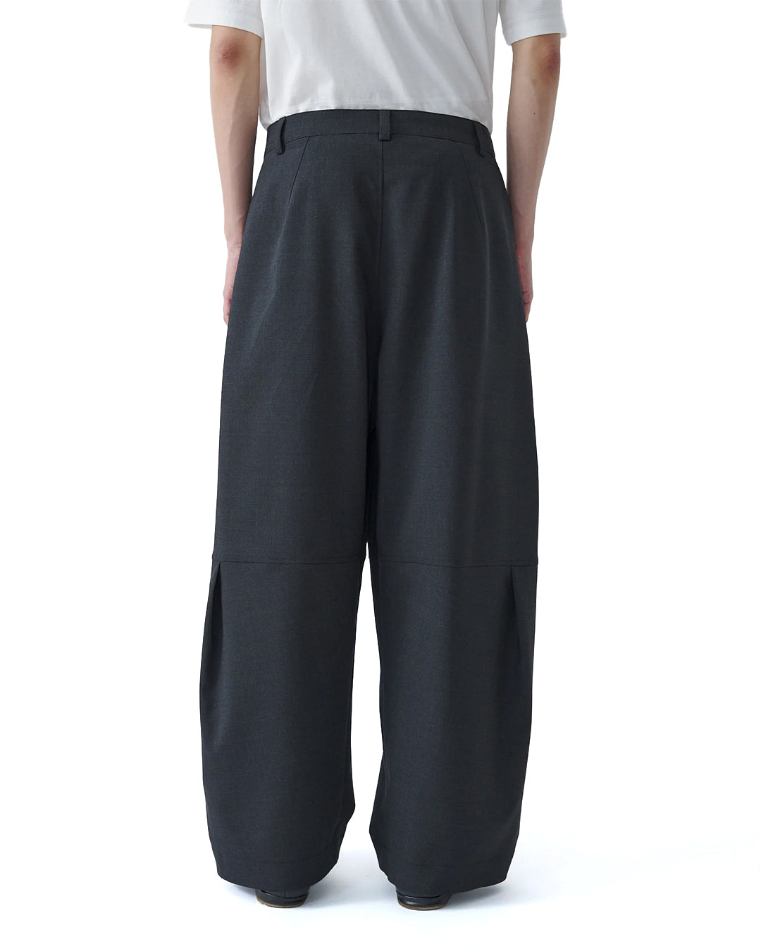 Charcoal Tropical Wool Double Pleated Zushi Trouser