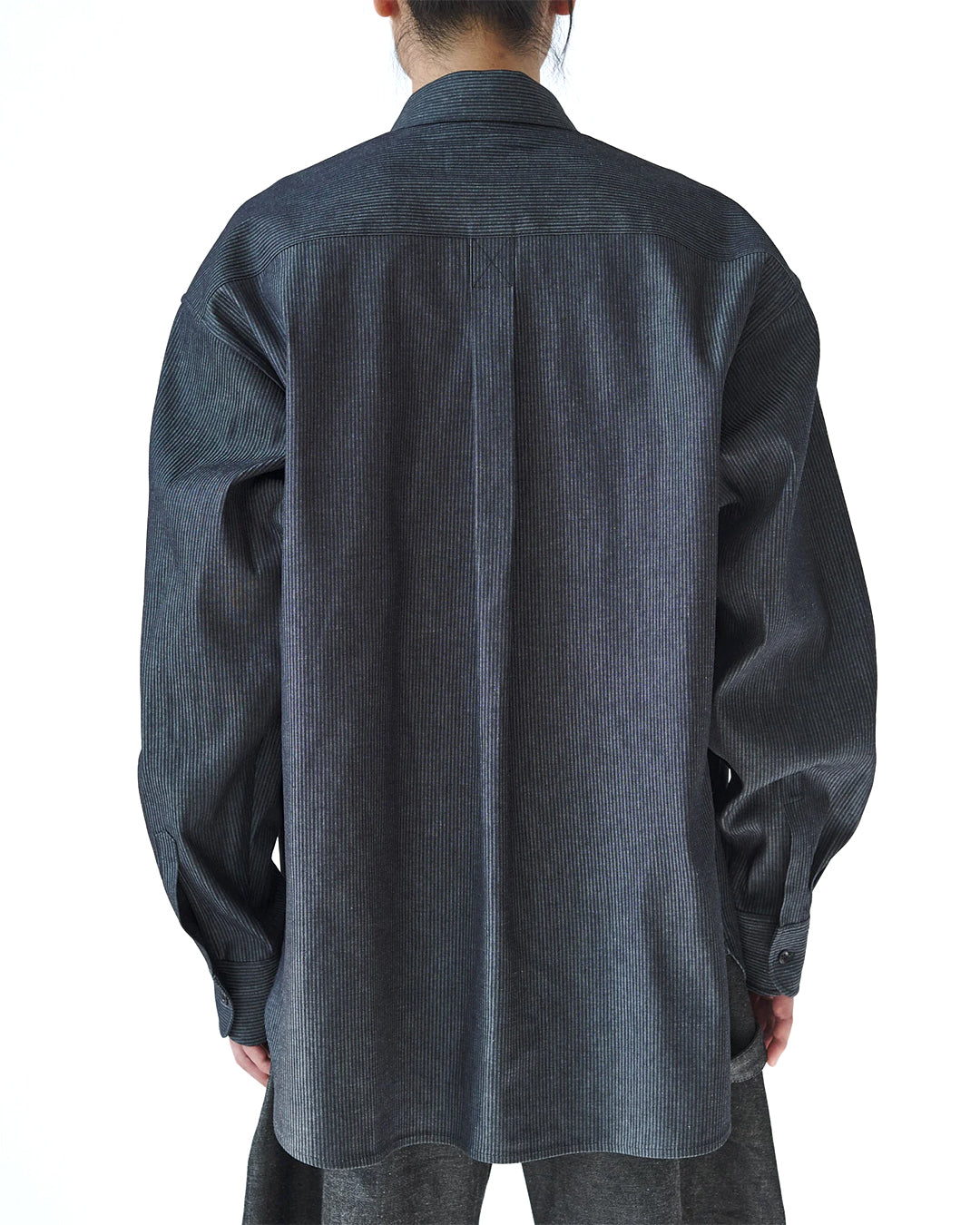 Indigo Stripe Cotton Denim Double Flap Pocket Vincent Shirt