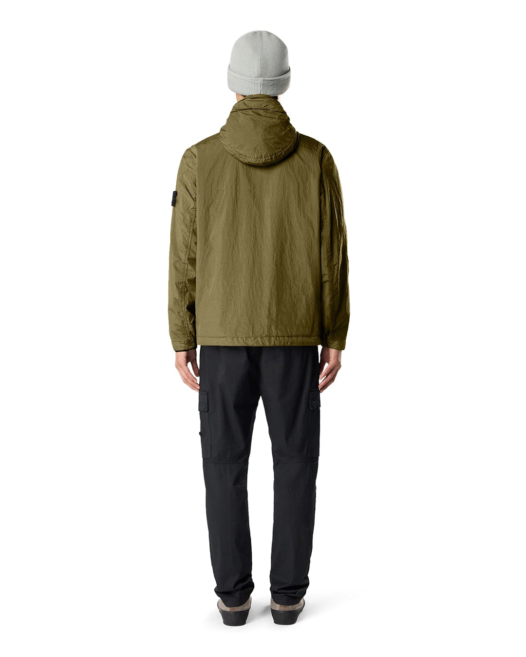 Military Green Crinkle Reps NY Hooded Light Jacket