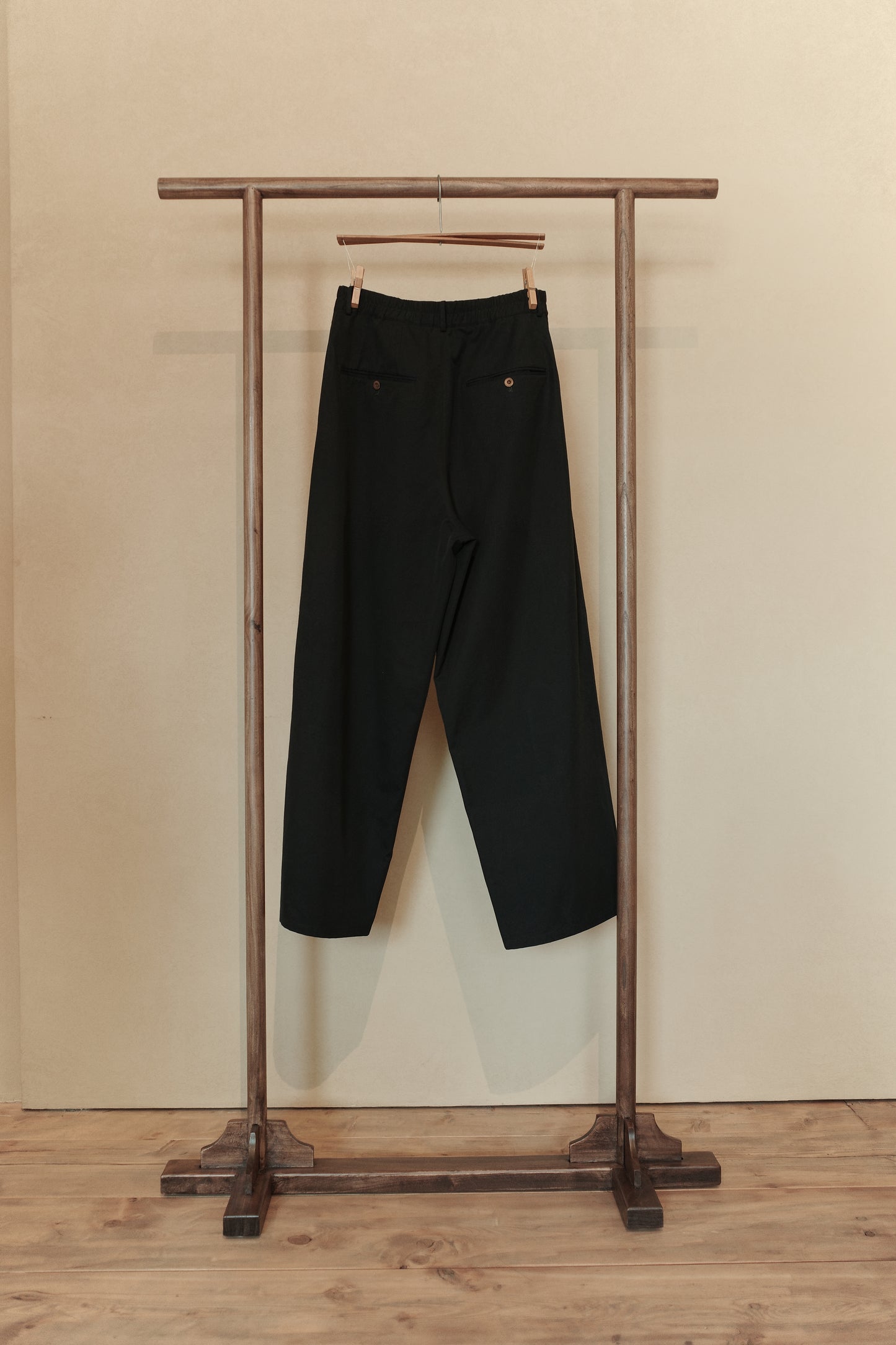 Rinsed Black Double Pleat Pants