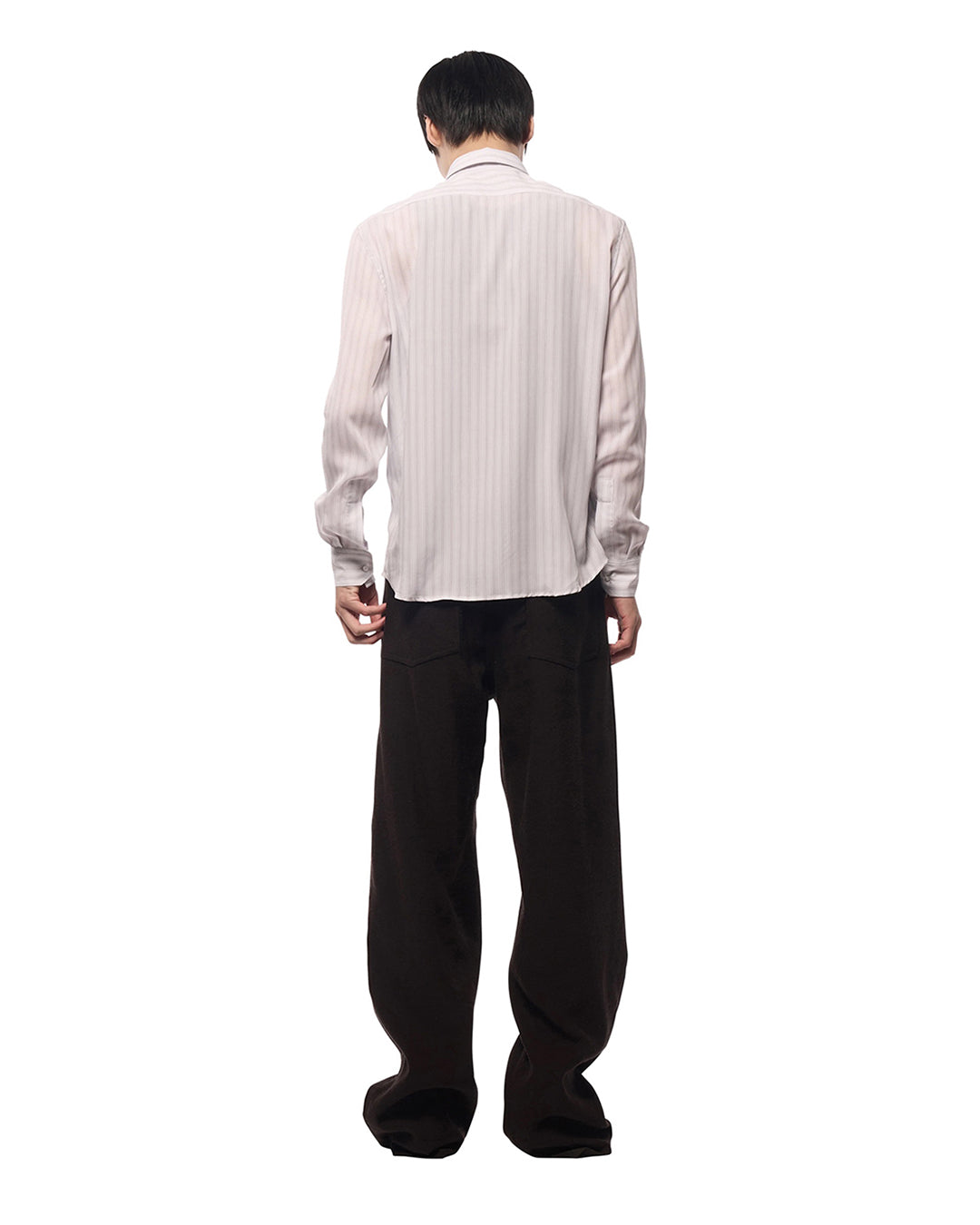 White Stripe Silky Dress Shirt