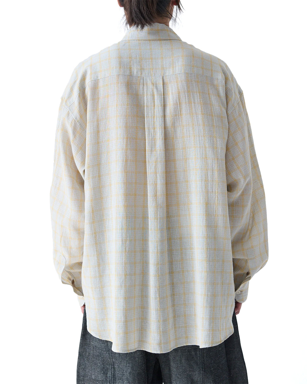 Blue/Yellow Check Cotton Linen Oversized Long Sleeve Chisholm Shirt
