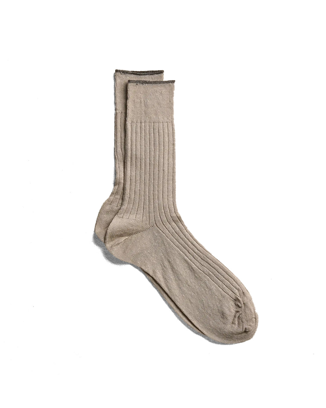 Grey Linen Ribbed Socks