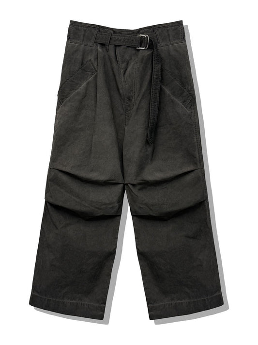 Ash Gray Taped Belt Trousers
