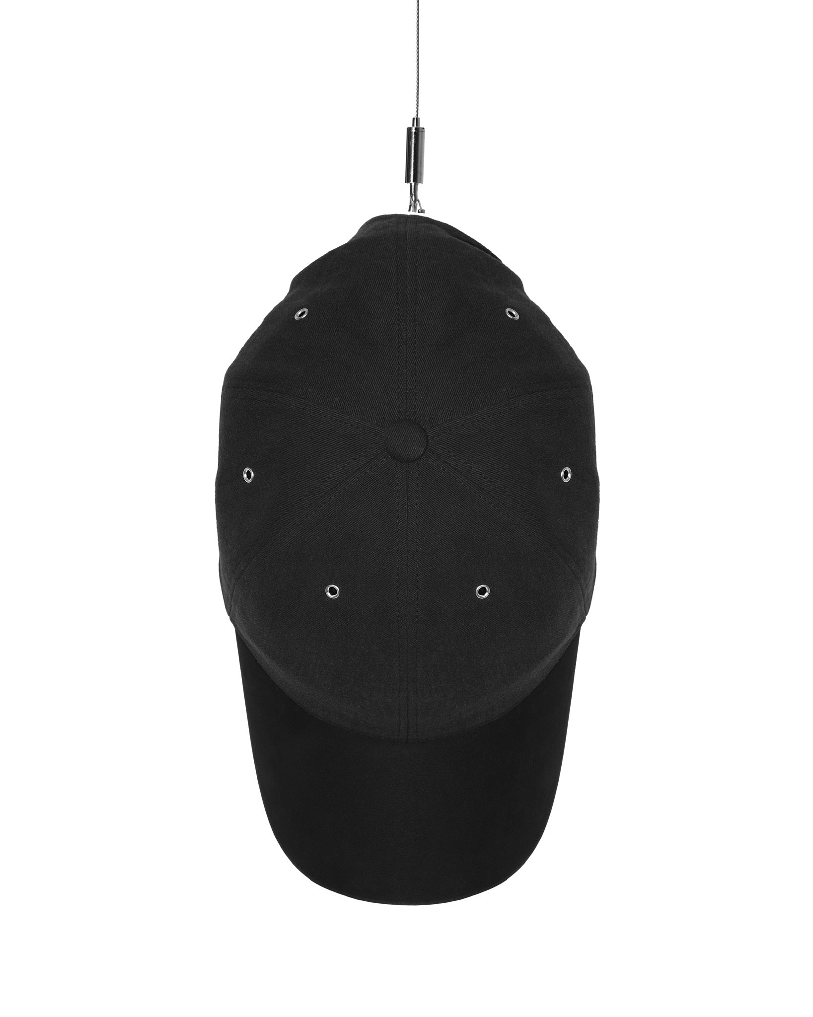 Black Faux Suede & Cotton Mix 6 Panel Cap