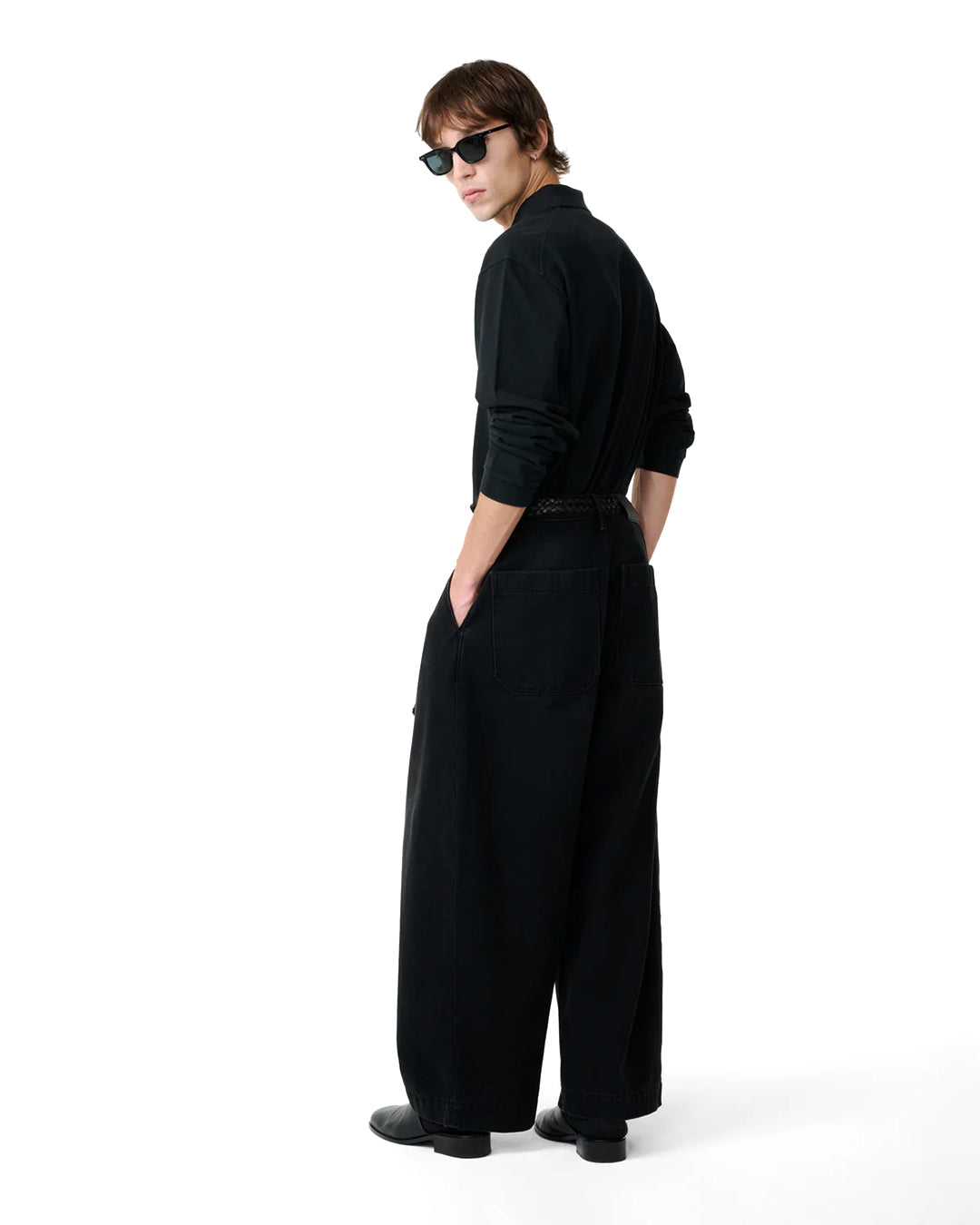 Washed Black Puch Single Pleat Pant