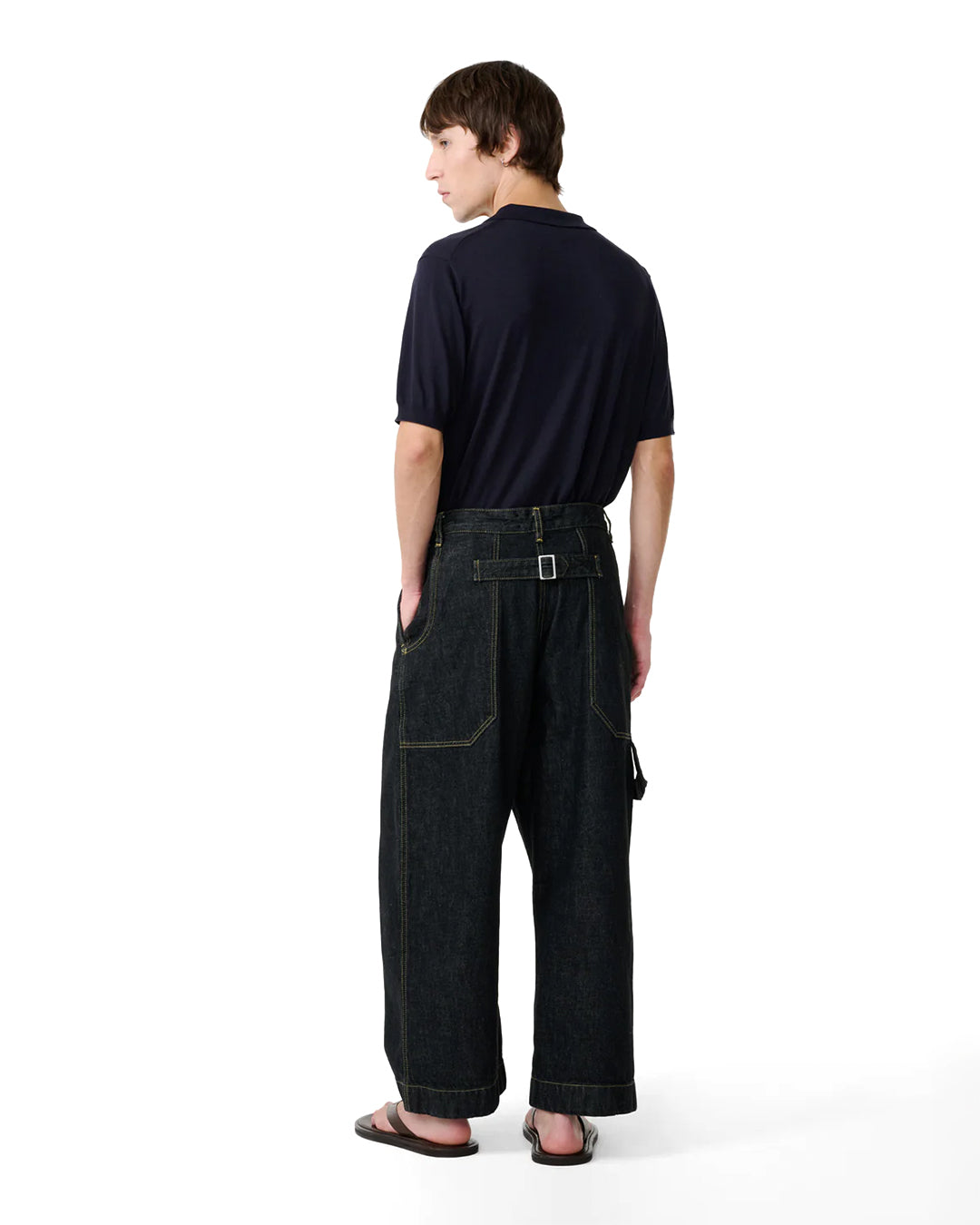 Black Bridges Pleated Carpenter Pant