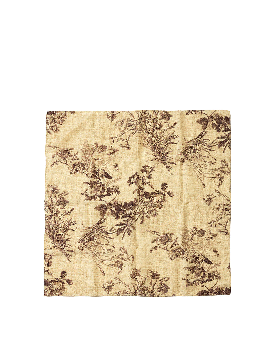Beige Silk Cupro Flower Print Scarf