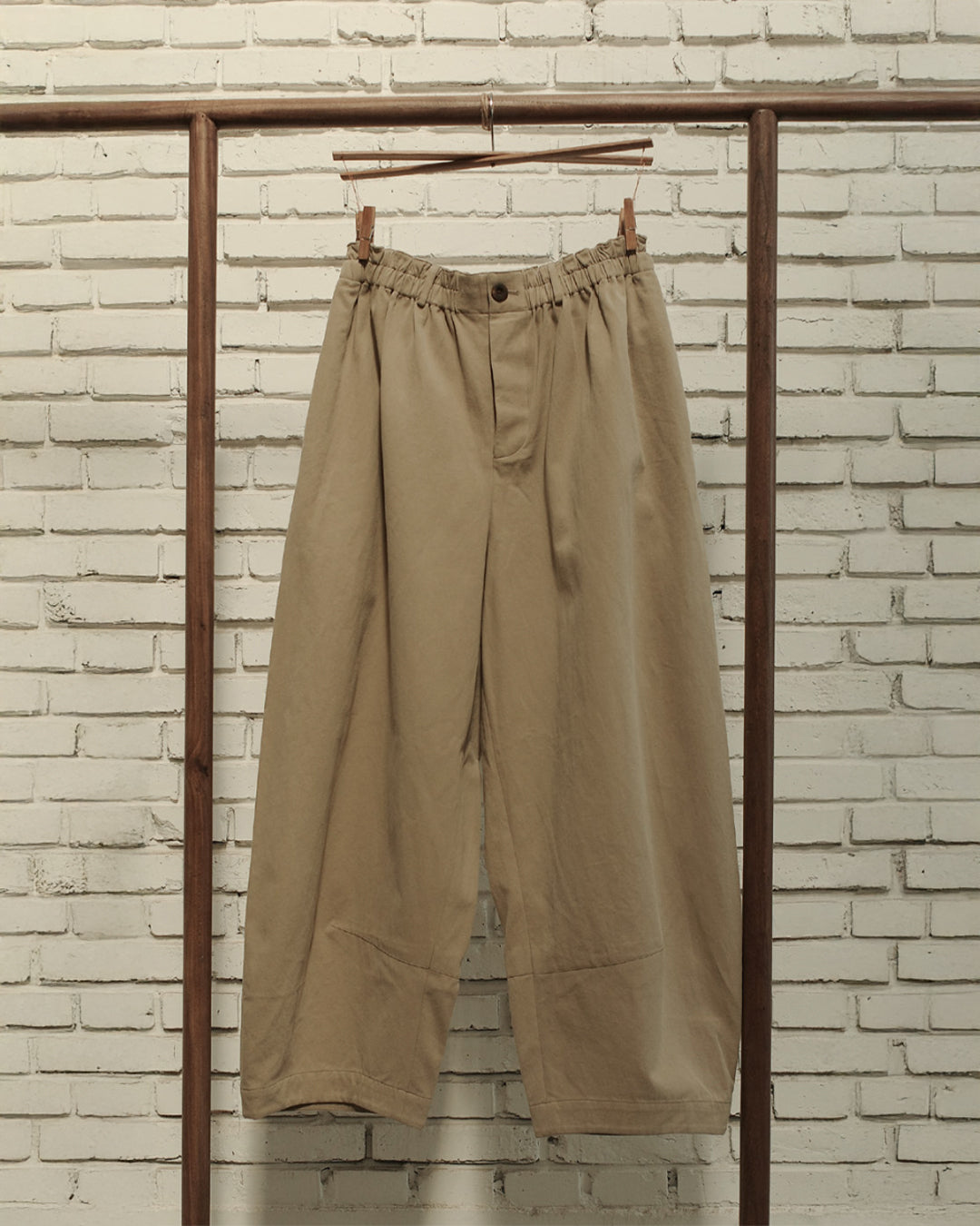 Khaki Cotton Hemp Twill Cocoon Pant