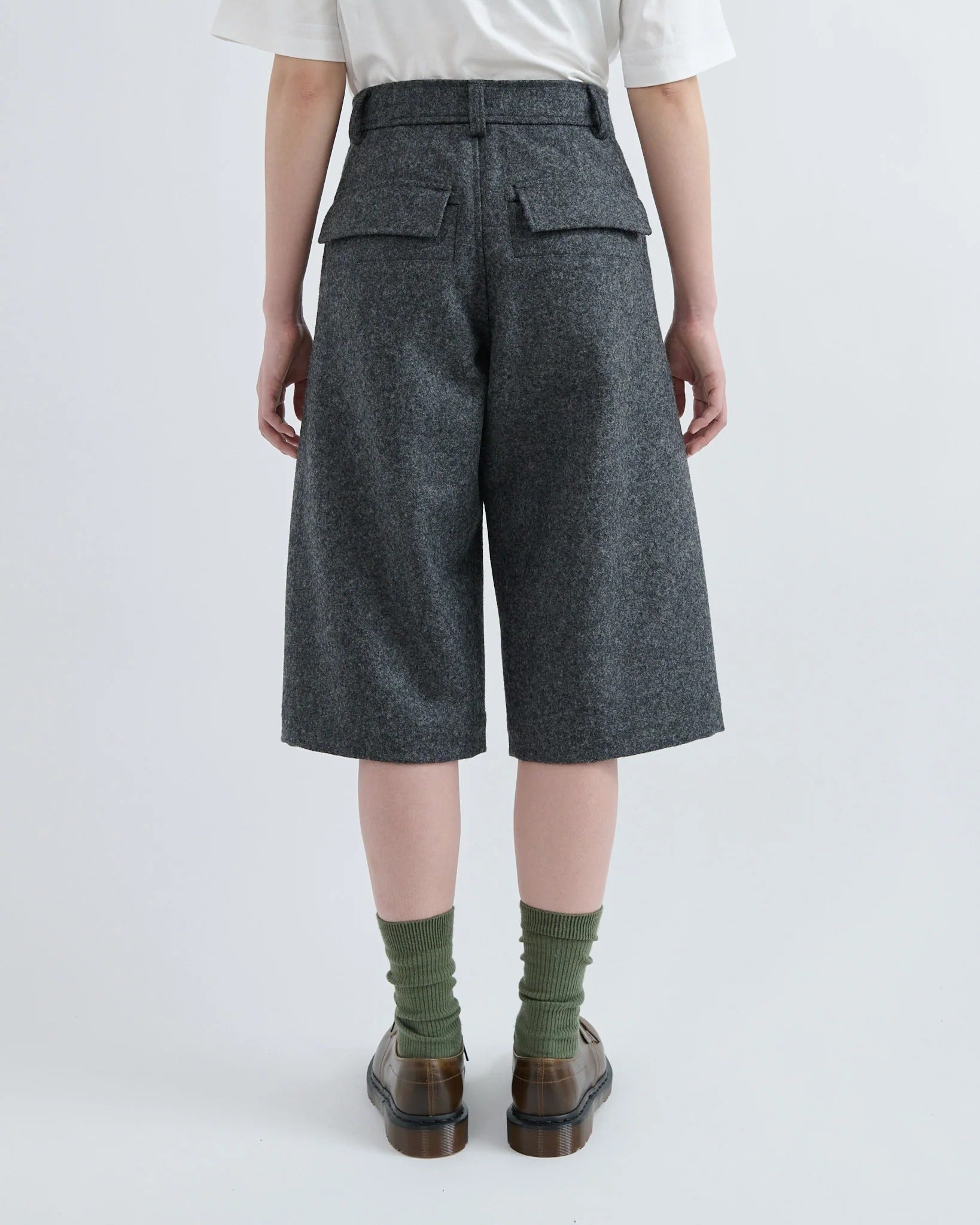 Dark Grey Melton Wool Mainichi Shorts