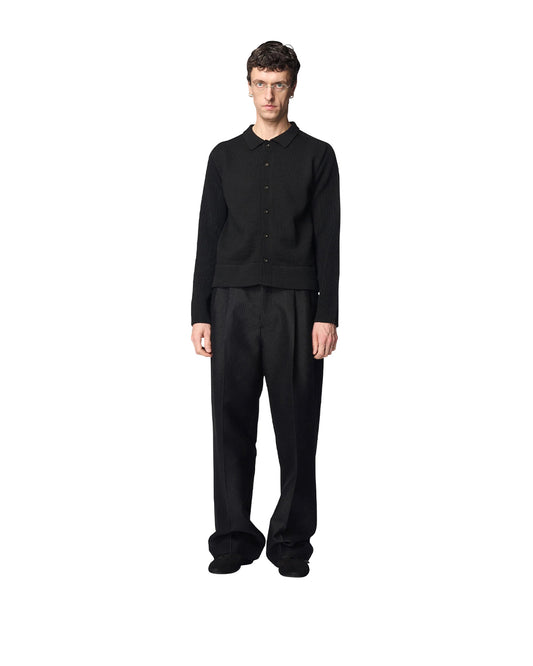 Black Wool Alpaca Pawson Tuck Trousers