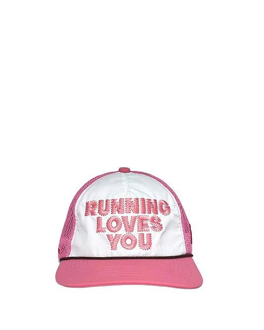 Pink "RUNNING LOVES YOU" Trucker Hat