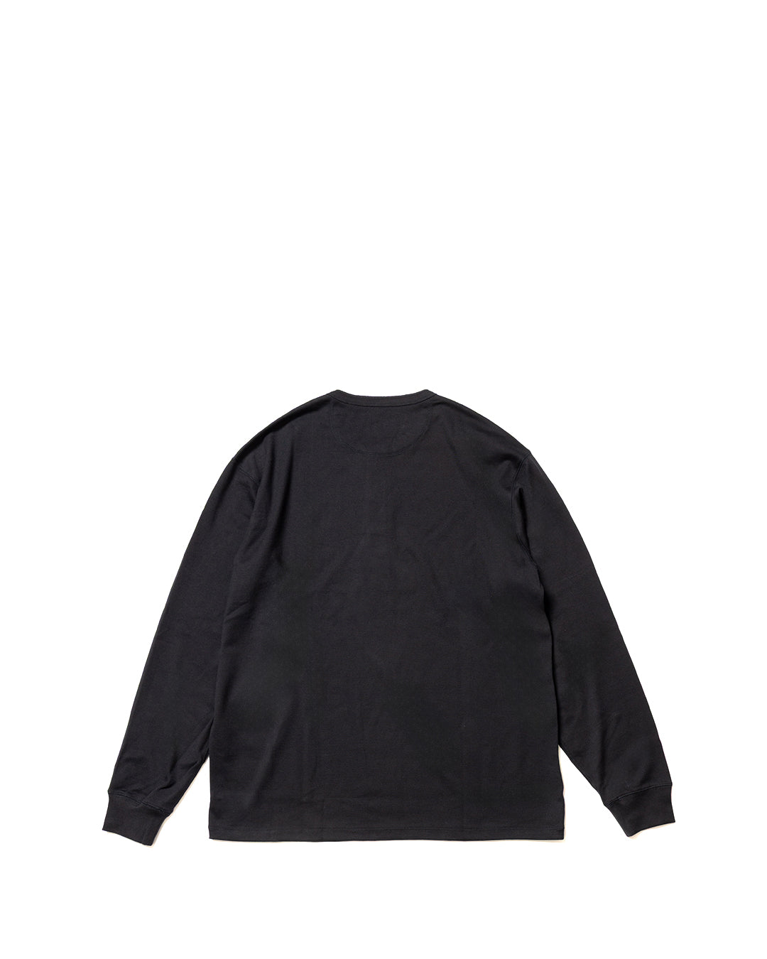 Black Cotton Silk Henley Neck LS T-Shirt