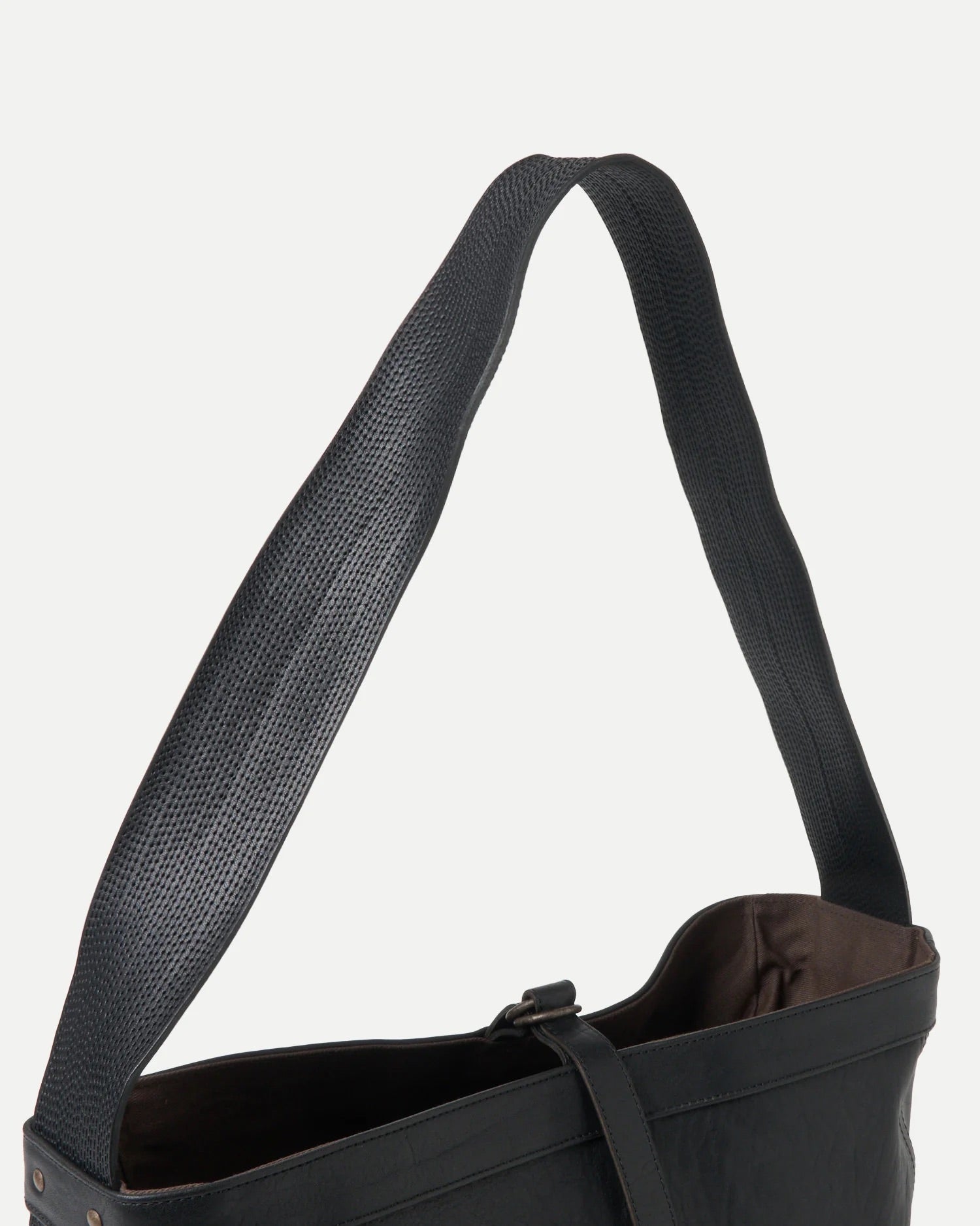 Black Leather Lot.018 Small Newsboy Bag
