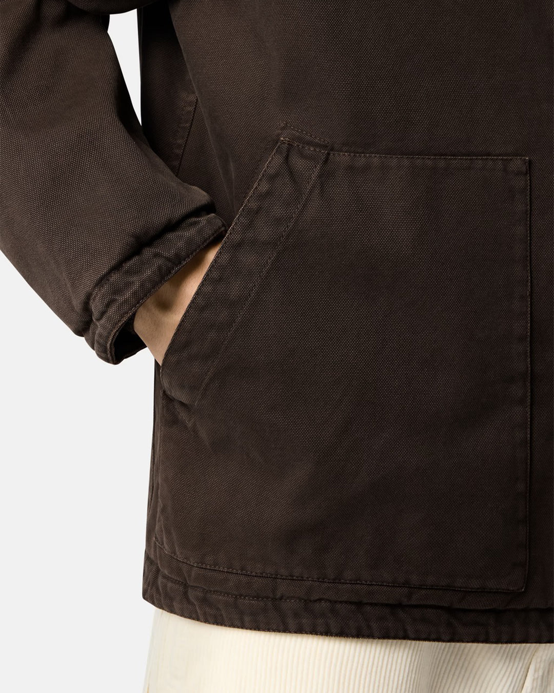 Coal Grey Panama Cotton OLD Effect Padded Coach Jacket