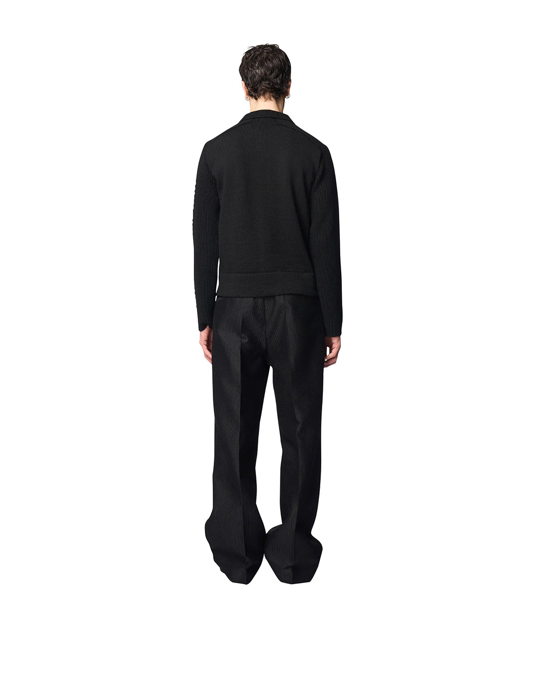 Black Wool Alpaca Pawson Tuck Trousers