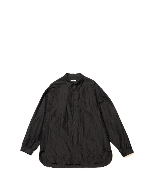 Dark Brown Wool Silk Regular Collar LS Shirt