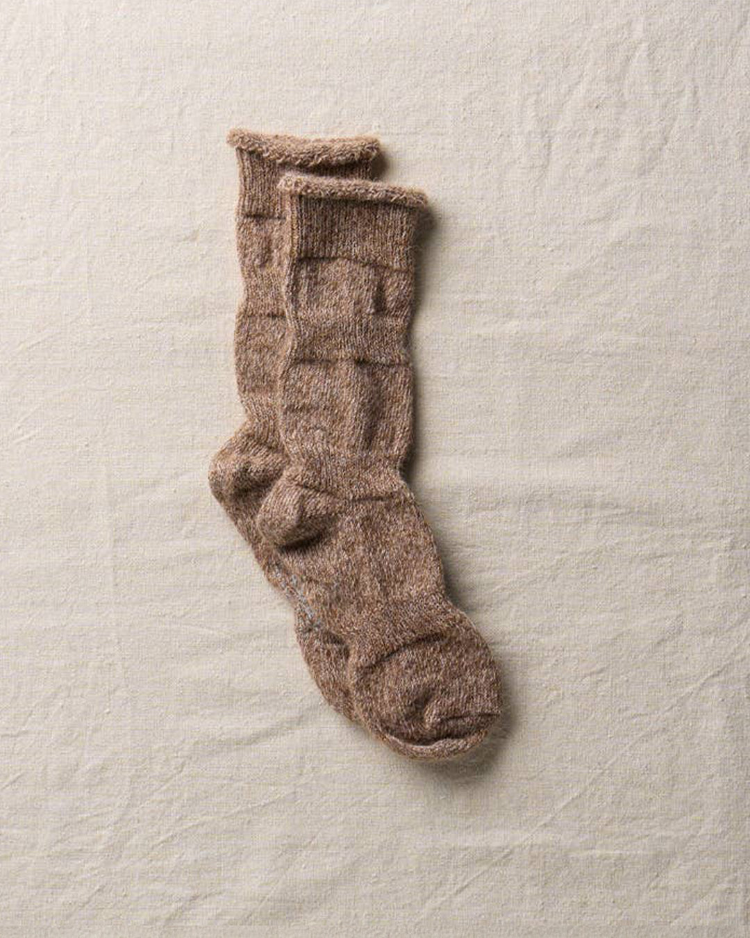 Brown Alpaca Linen "PLOOT" Socks
