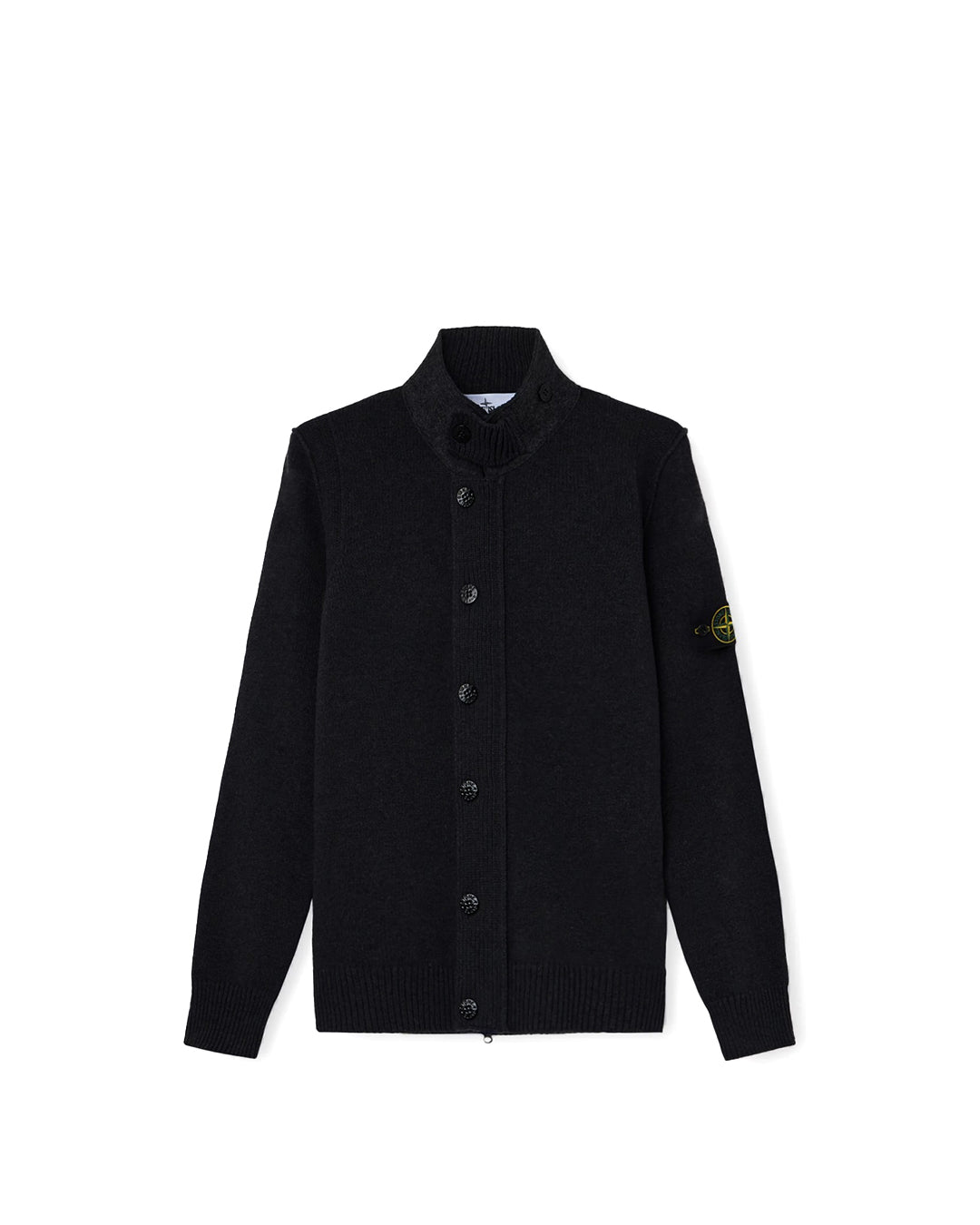 Black Lambswool Zip Up Sweater