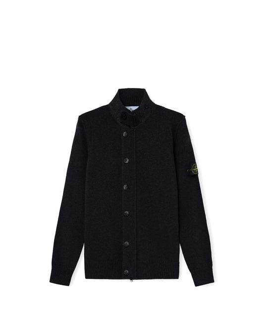 Black Lambswool Zip Up Sweater