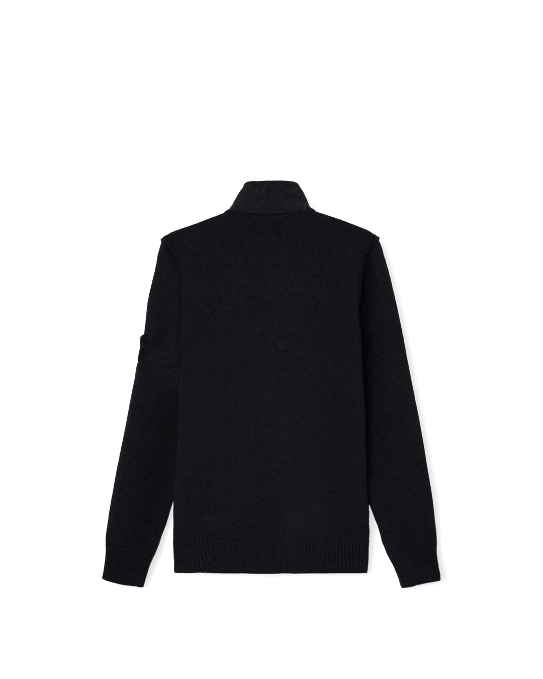 Black Lambswool Zip Up Sweater