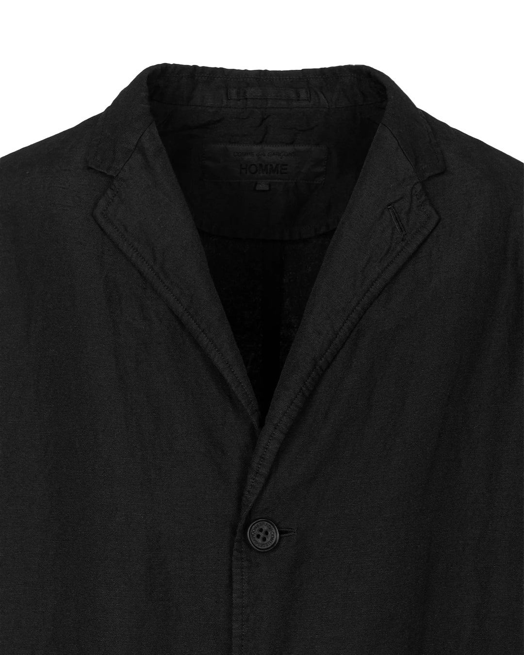 Black Polyester Linen Gabardine Garment Dyed Jacket