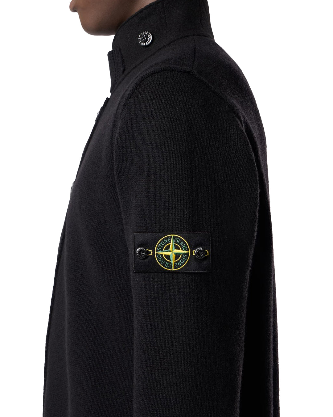 Black Lambswool Zip Up Sweater