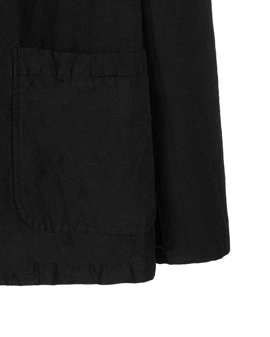 Black Polyester Linen Gabardine Garment Dyed Jacket