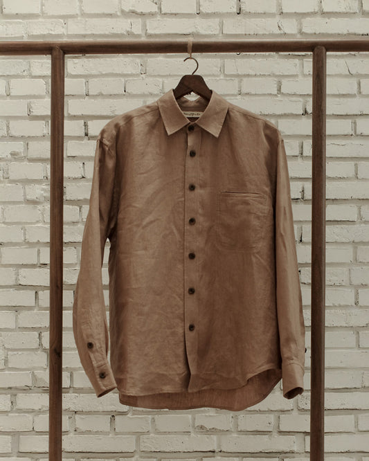 Powder Fine Linen Argyle Easy Shirt