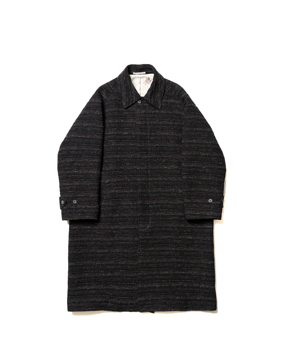 Black/Brown Random Border Balmacaan Coat