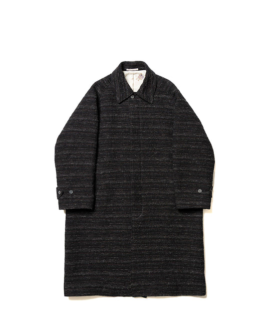 Black/Brown Random Border Balmacaan Coat