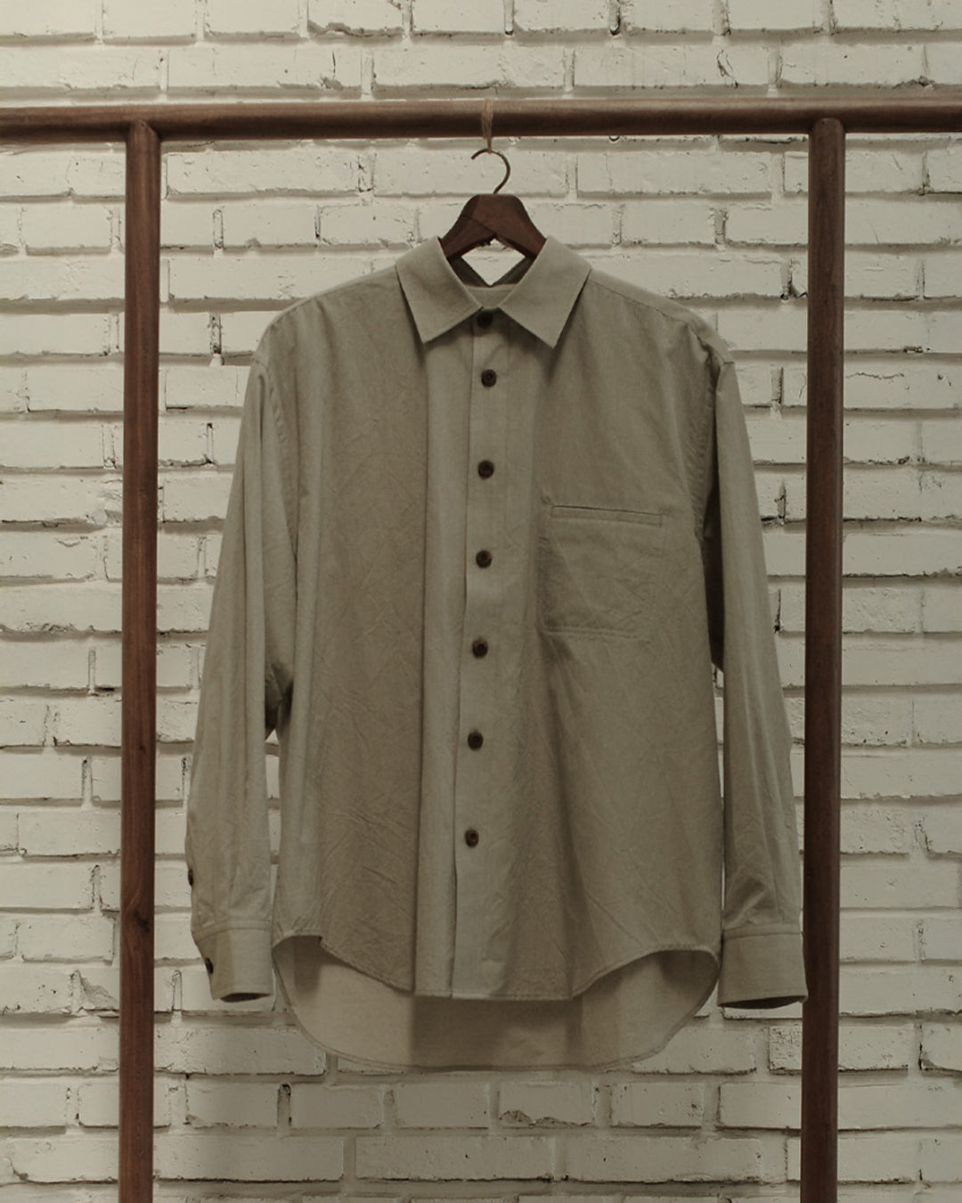 Warm Gray Washed Cotton Shirting Easy Shirt
