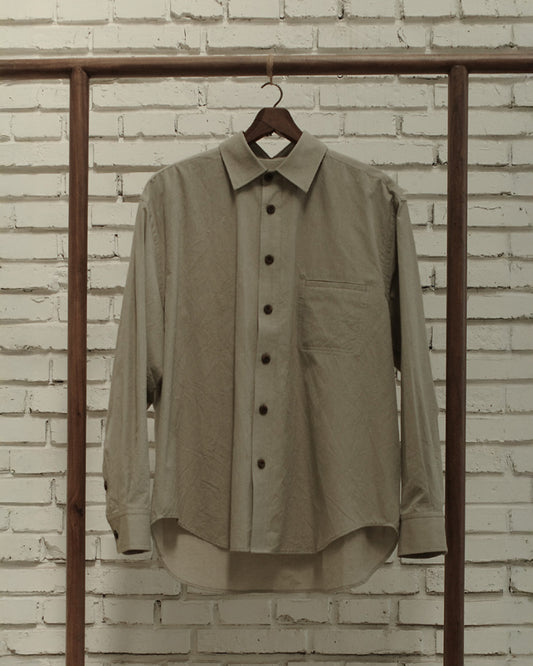 Warm Gray Washed Cotton Shirting Easy Shirt