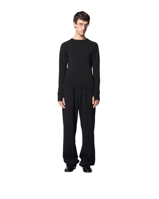 Black Cotton Silk Eulitz Knitted Thermal