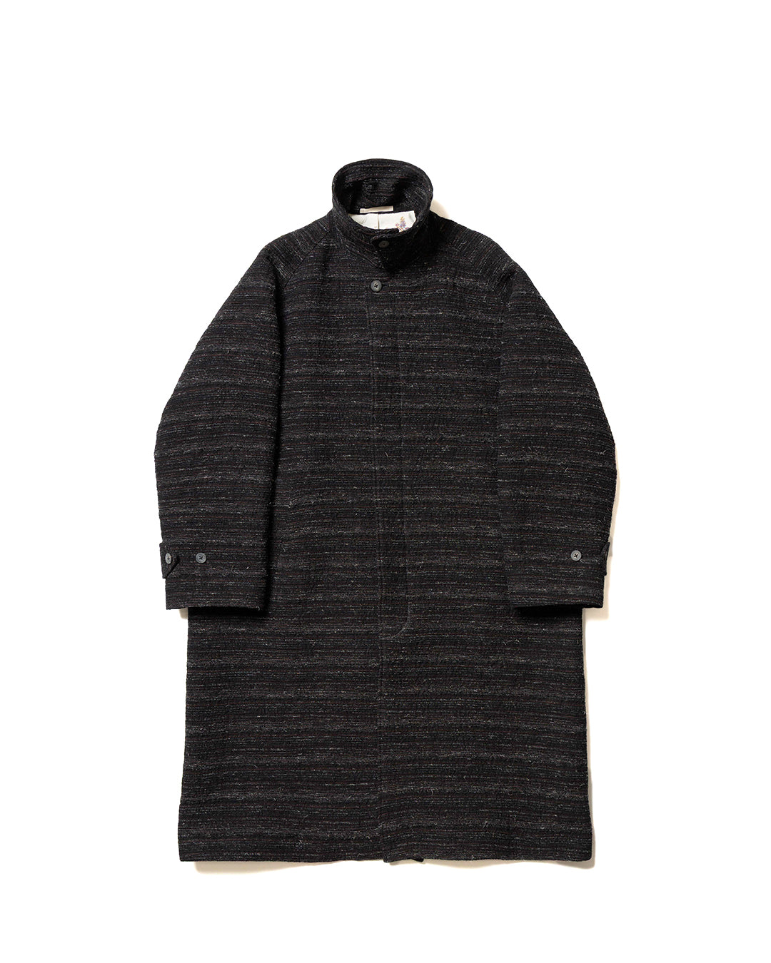 Black/Brown Random Border Balmacaan Coat