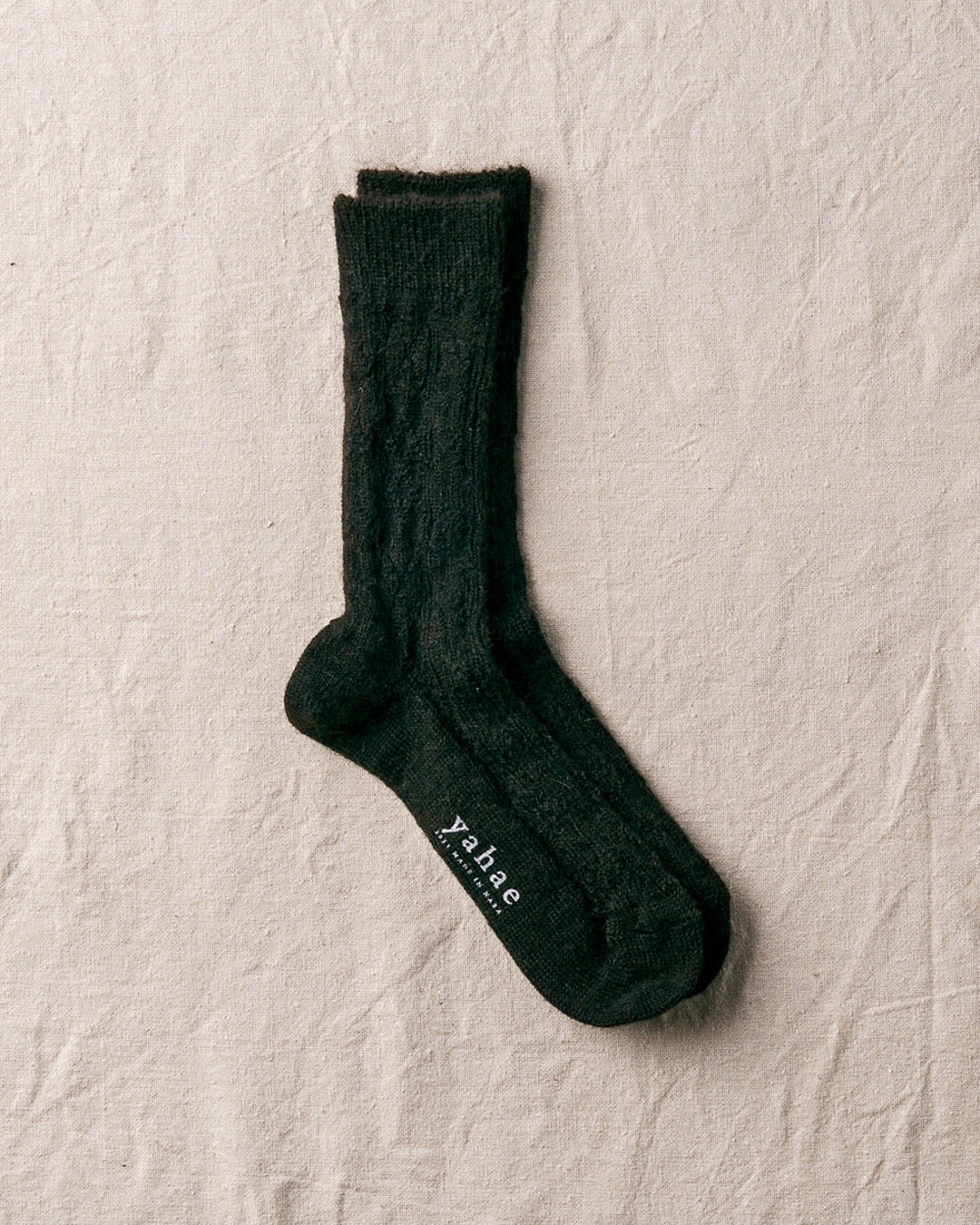 Dark Brown Alpaca Cable Pattern Socks