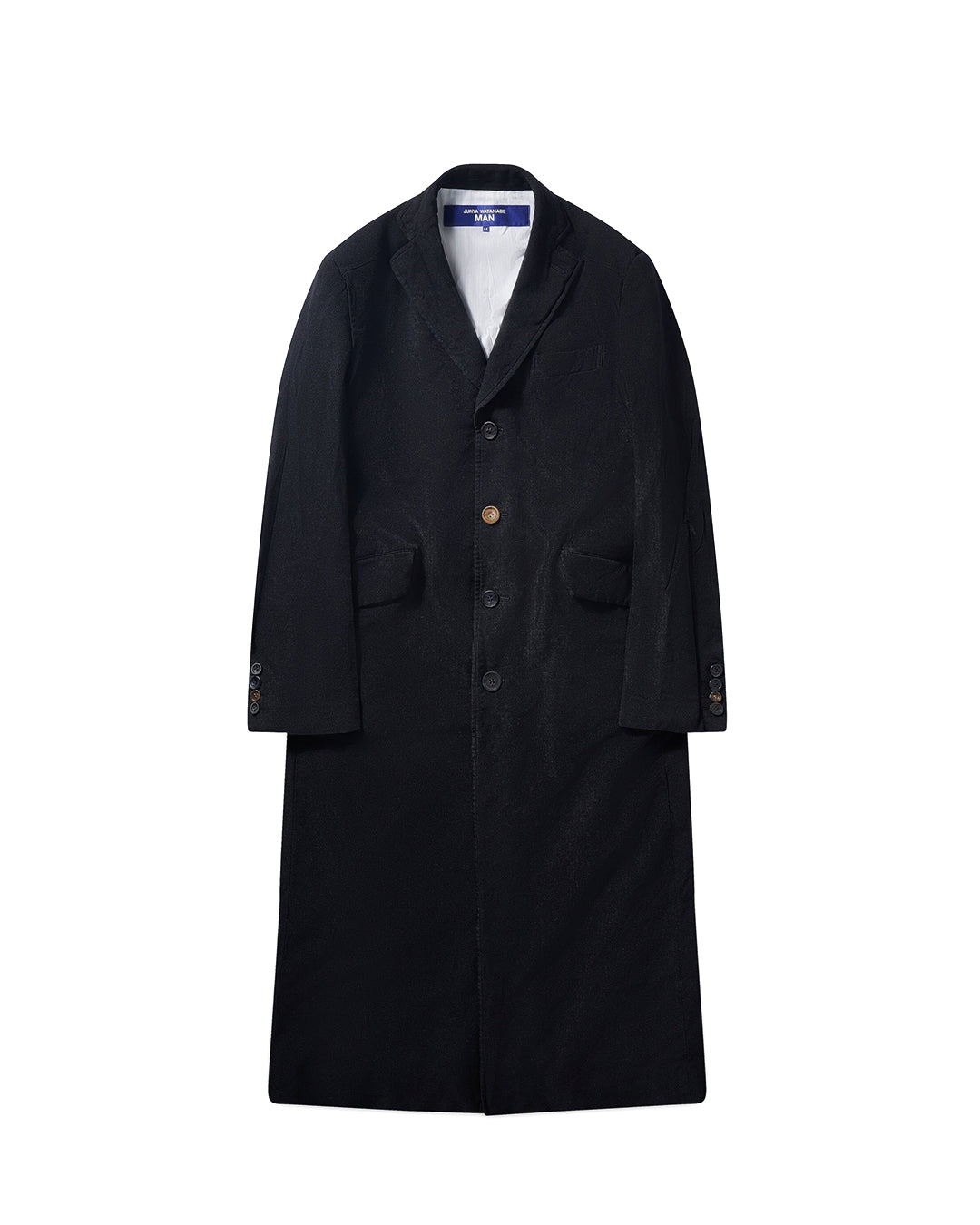 Black Polyester Serge Garment Dyed Oversized Coat