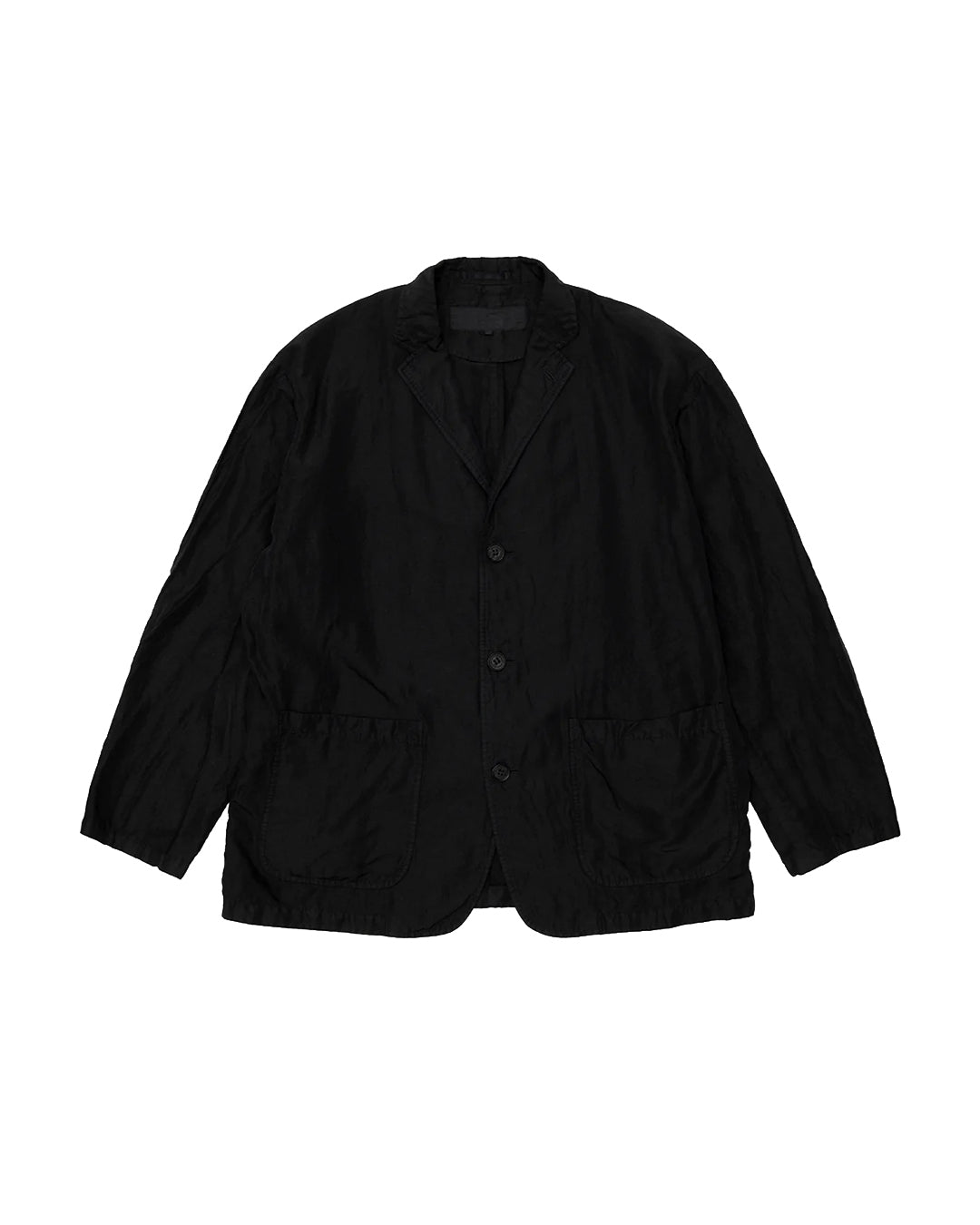 Black Polyester Linen Gabardine Garment Dyed Jacket