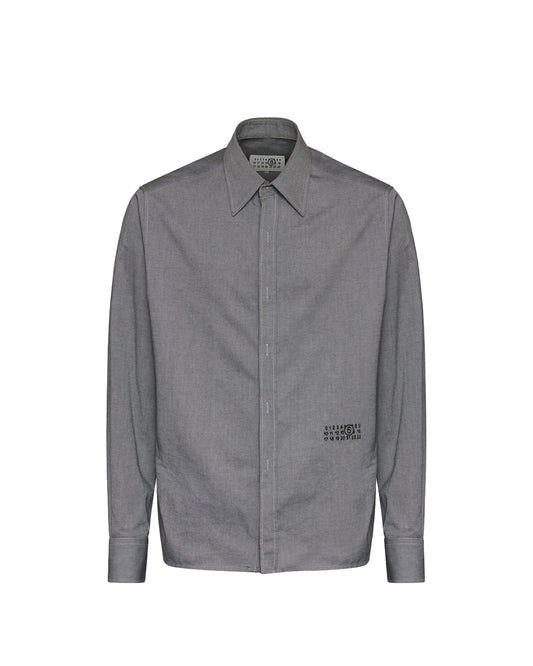 Black Cotton Long Sleeve Zip-Up Shirt